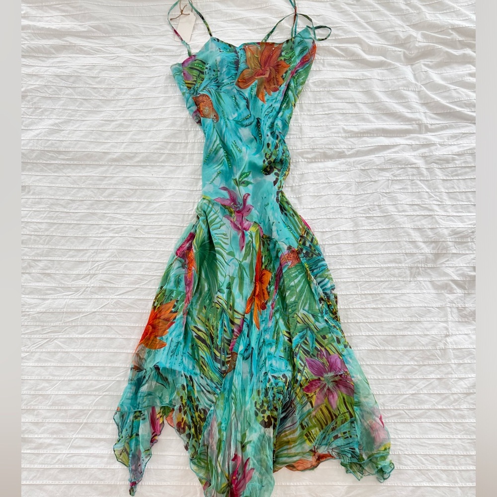 Vintage Rene Derhy Watercolor Dress Size Small